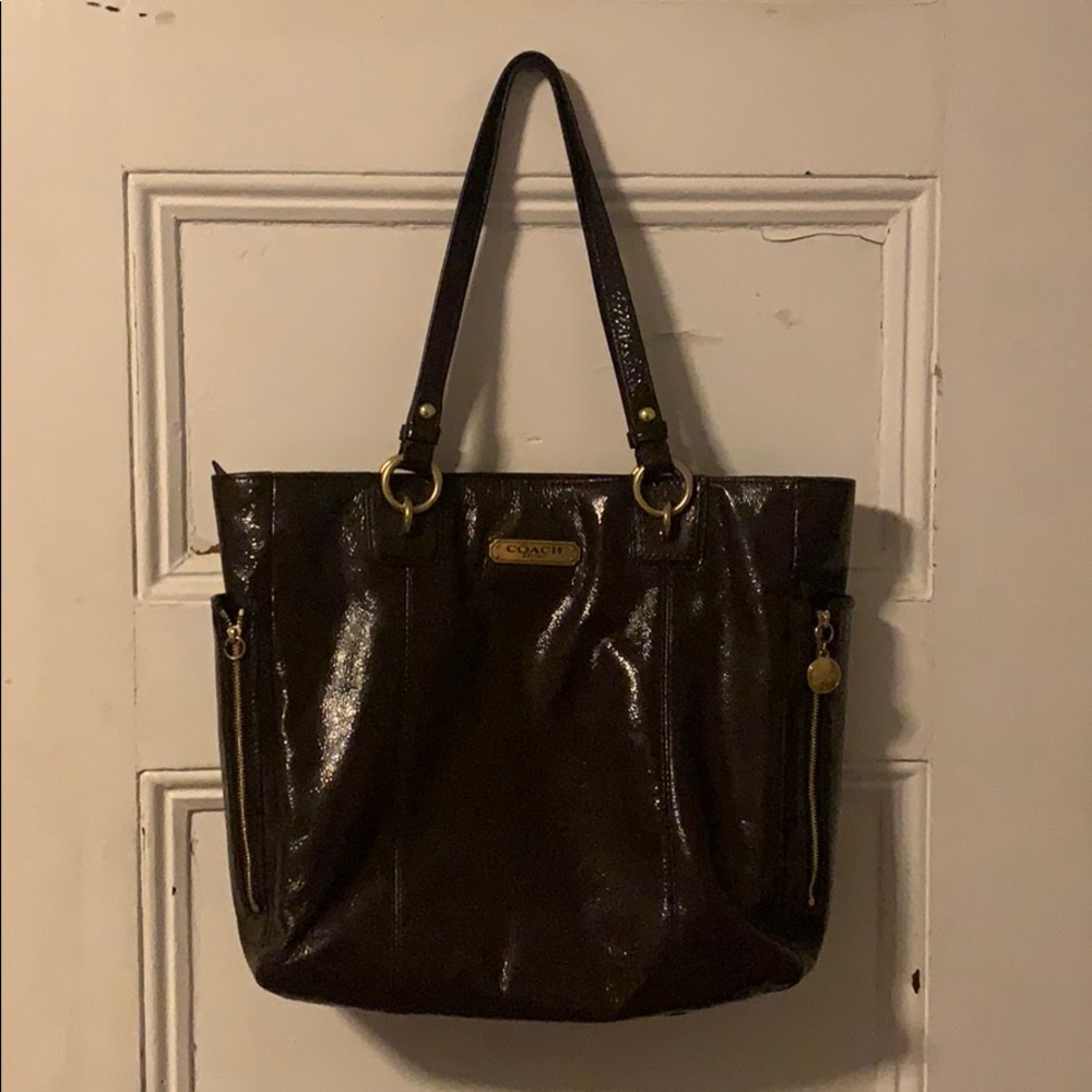 Patent Leather Coach Gallery North South Zip Tote